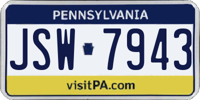 PA license plate JSW7943