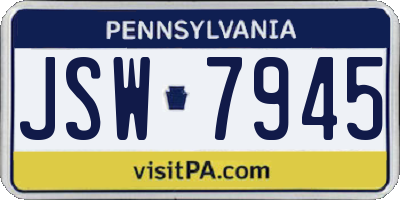 PA license plate JSW7945
