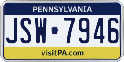 PA license plate JSW7946