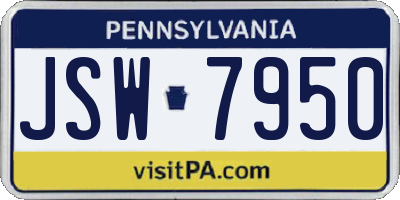 PA license plate JSW7950