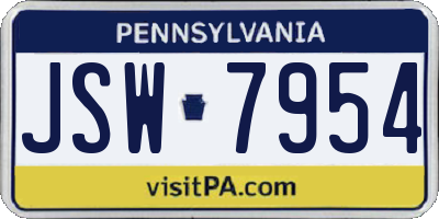 PA license plate JSW7954