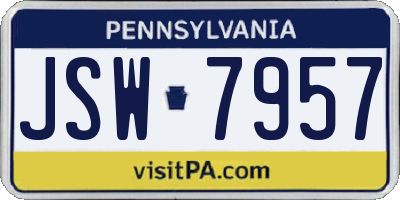 PA license plate JSW7957