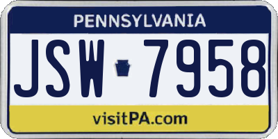 PA license plate JSW7958