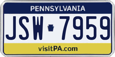 PA license plate JSW7959