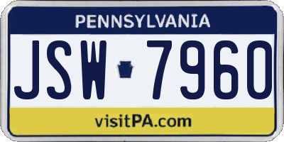 PA license plate JSW7960