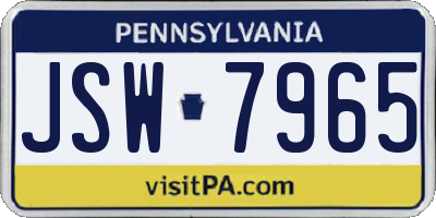 PA license plate JSW7965