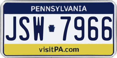 PA license plate JSW7966