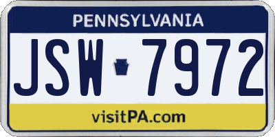 PA license plate JSW7972