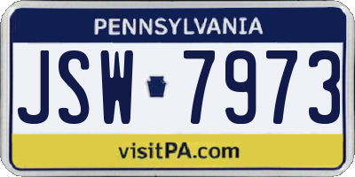 PA license plate JSW7973