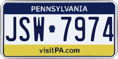 PA license plate JSW7974