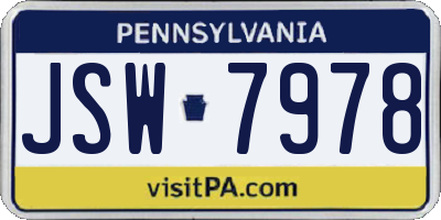PA license plate JSW7978