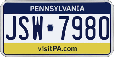PA license plate JSW7980