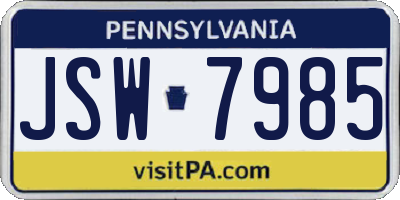 PA license plate JSW7985
