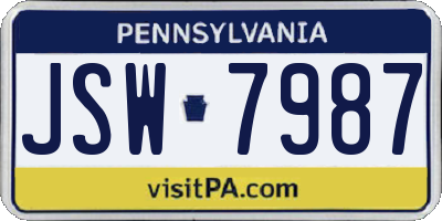PA license plate JSW7987
