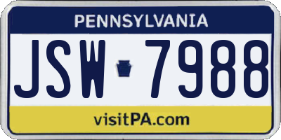 PA license plate JSW7988