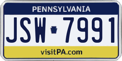PA license plate JSW7991