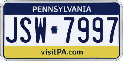 PA license plate JSW7997