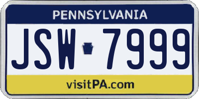 PA license plate JSW7999