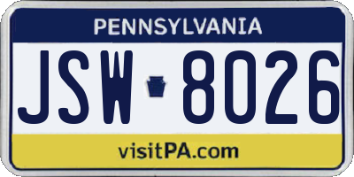PA license plate JSW8026
