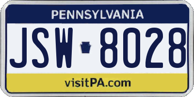 PA license plate JSW8028