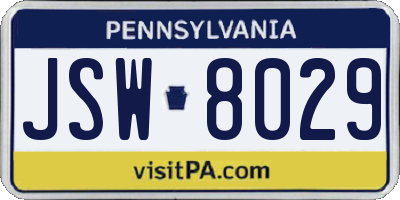 PA license plate JSW8029