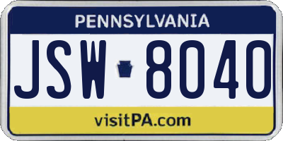 PA license plate JSW8040