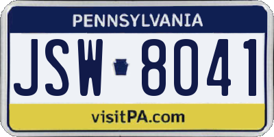 PA license plate JSW8041