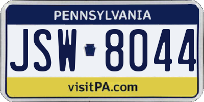 PA license plate JSW8044