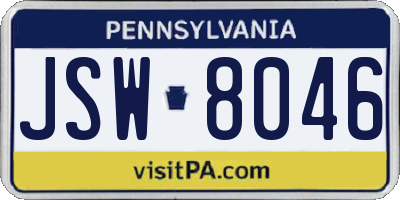 PA license plate JSW8046