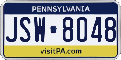 PA license plate JSW8048