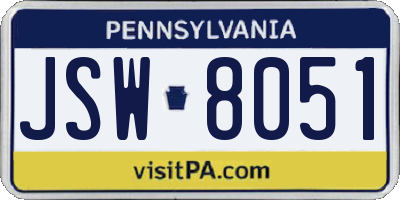 PA license plate JSW8051