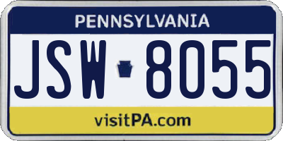PA license plate JSW8055