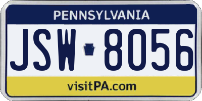PA license plate JSW8056