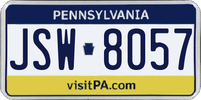 PA license plate JSW8057