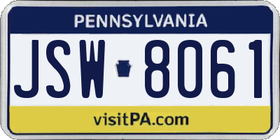 PA license plate JSW8061