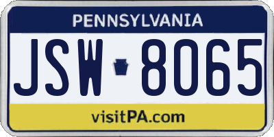 PA license plate JSW8065