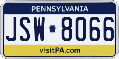 PA license plate JSW8066