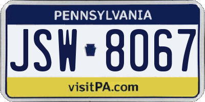 PA license plate JSW8067