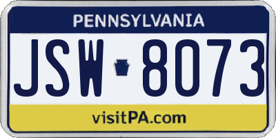 PA license plate JSW8073