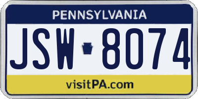 PA license plate JSW8074