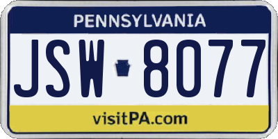 PA license plate JSW8077