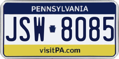 PA license plate JSW8085