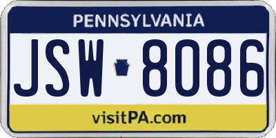 PA license plate JSW8086
