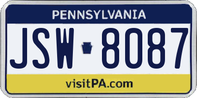 PA license plate JSW8087