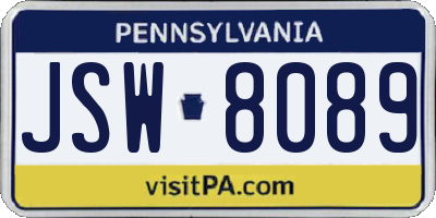 PA license plate JSW8089