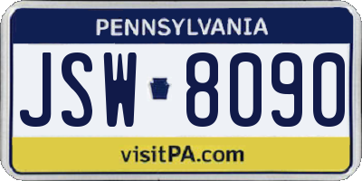 PA license plate JSW8090