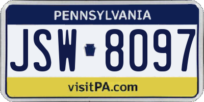 PA license plate JSW8097