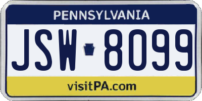 PA license plate JSW8099