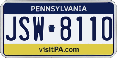 PA license plate JSW8110