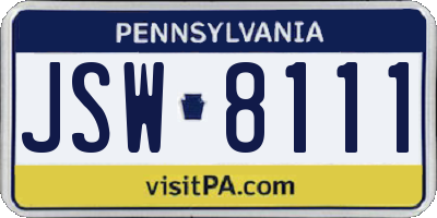 PA license plate JSW8111